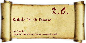 Kabók Orfeusz névjegykártya